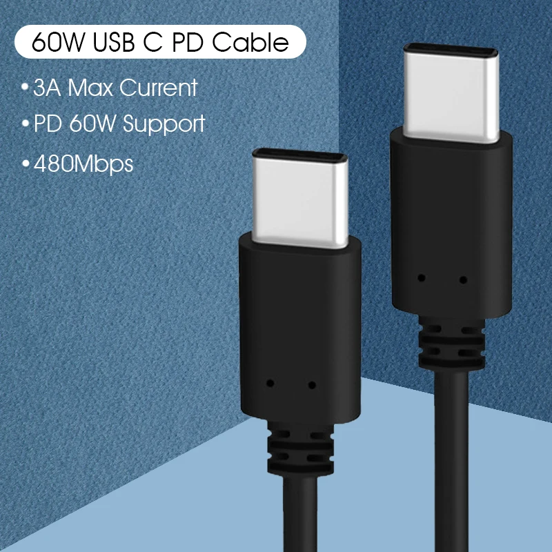 

PD Fast Charging 60W/3A USB-C Type-C to Type-C Cable Charger Adapter For Samsung Galaxy S10 S9 S8 Note 9 8 A40 A50 A70 M30s