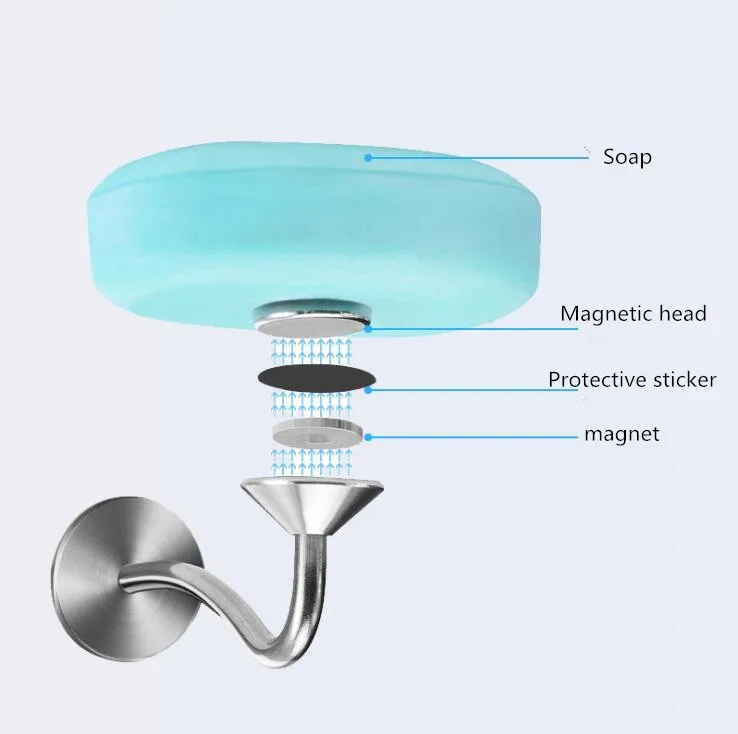 

Bathroom Tray Soap Holder Accessories Stainless Steel Wall Mounted Adhesive Dish Draining Magnetic Suction Shower Rack Storage