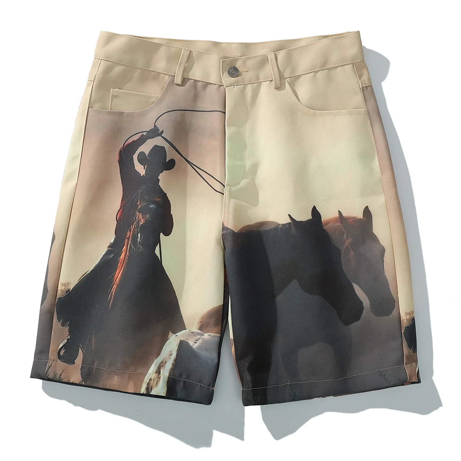 Шорты-карго мужские с принтом масляной живописи винтажные Джоггеры в стиле