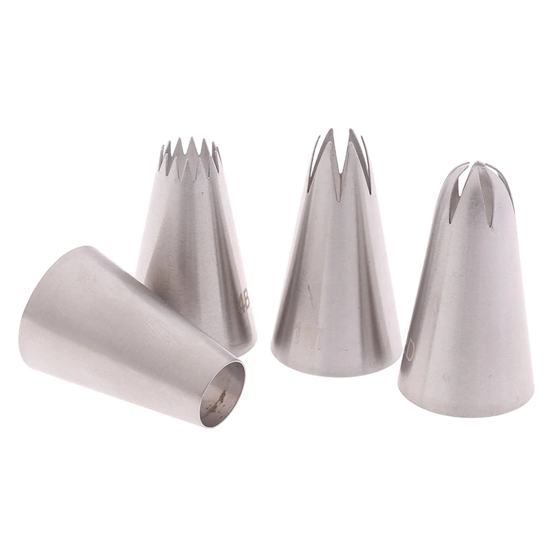 

New 4 Pcs Large Icing Piping Nozzle Russian Pastry Tips Baking Tools Cakes Decoration Set Stainless Steel Nozzles Cupcake