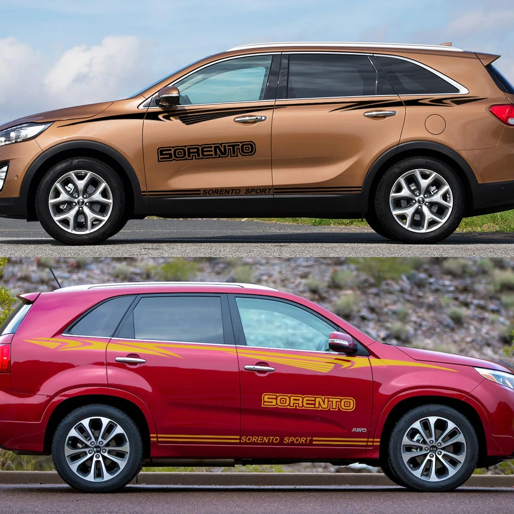 2 шт. для KIA Sorento автомобиль Стикеры гонки с полосками по бокам авто виниловые