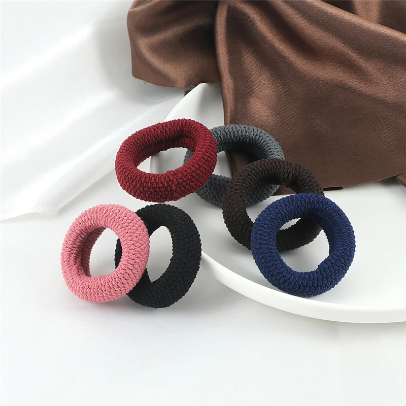 6Pcs Basic Simple Hair Bands Solid Color Seamless Wide Rubber Band for Women Girl High Elastic Scrunchie Accessories Holder |