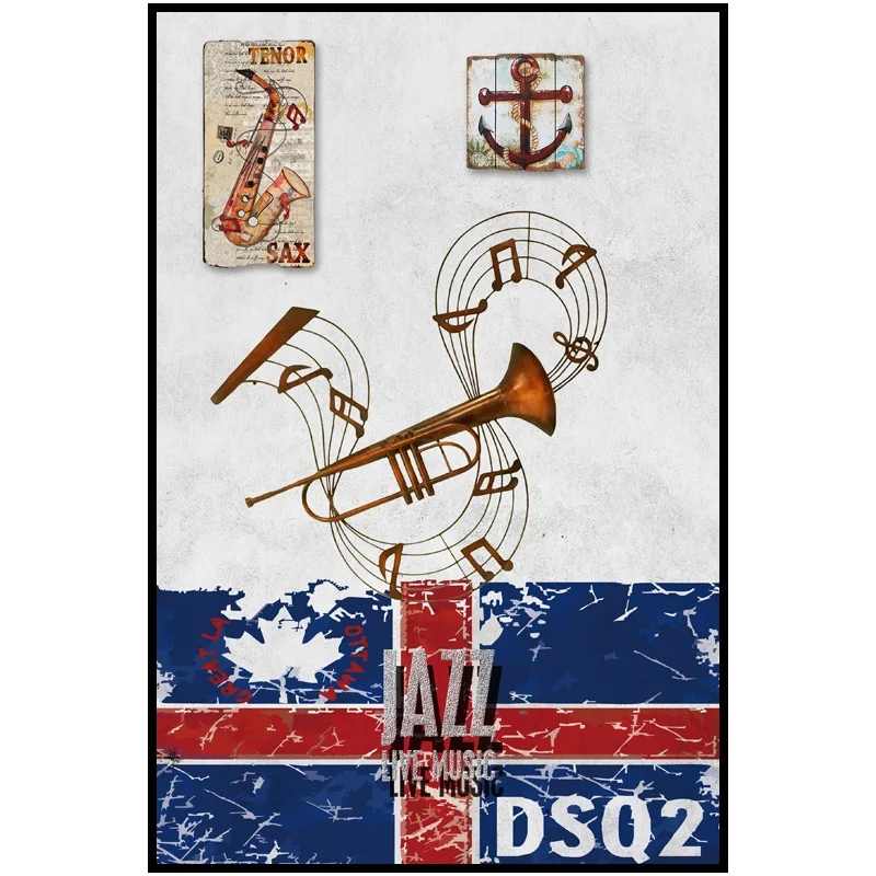 

Three Flags Different Instruments Posters Nordic Quadro Home Paintings For Living Room Print Decor