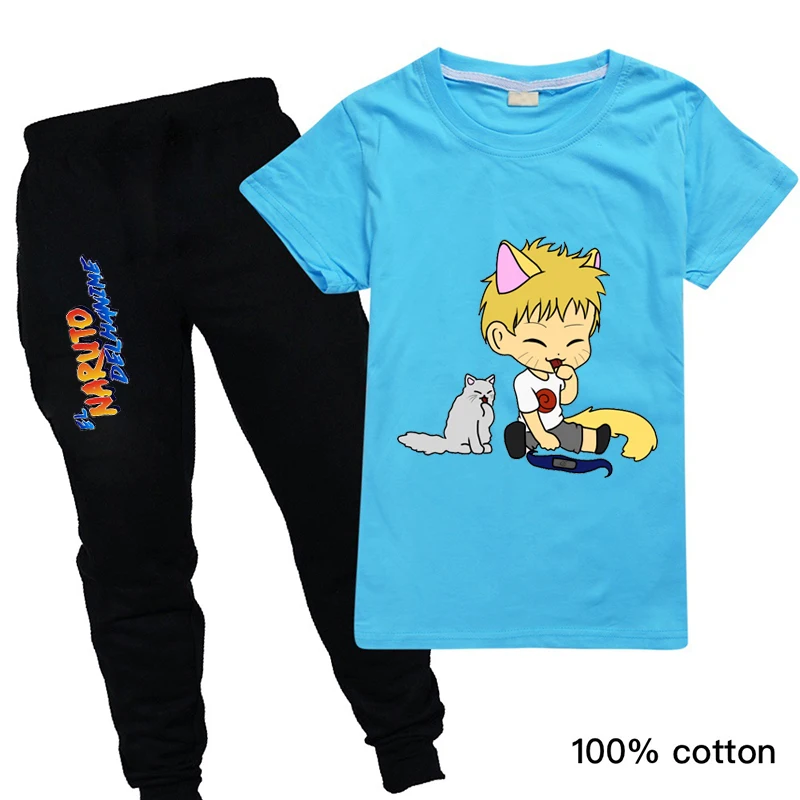 

Teen Girls Clothing Sets Summer 2020 Hot Short Sleeve T-shirt+Pants Back To School Outfit for Boys Naruto Kawaii Toddler Clothes