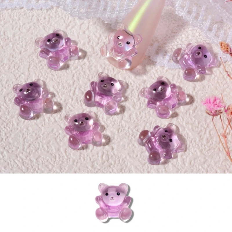 

Gummy Bear Lovely Hug Crystal Bear Nail Charms For Acrylic Nails Colorful Gummy Bear Cabochons Feel Resin Nail Art Decor