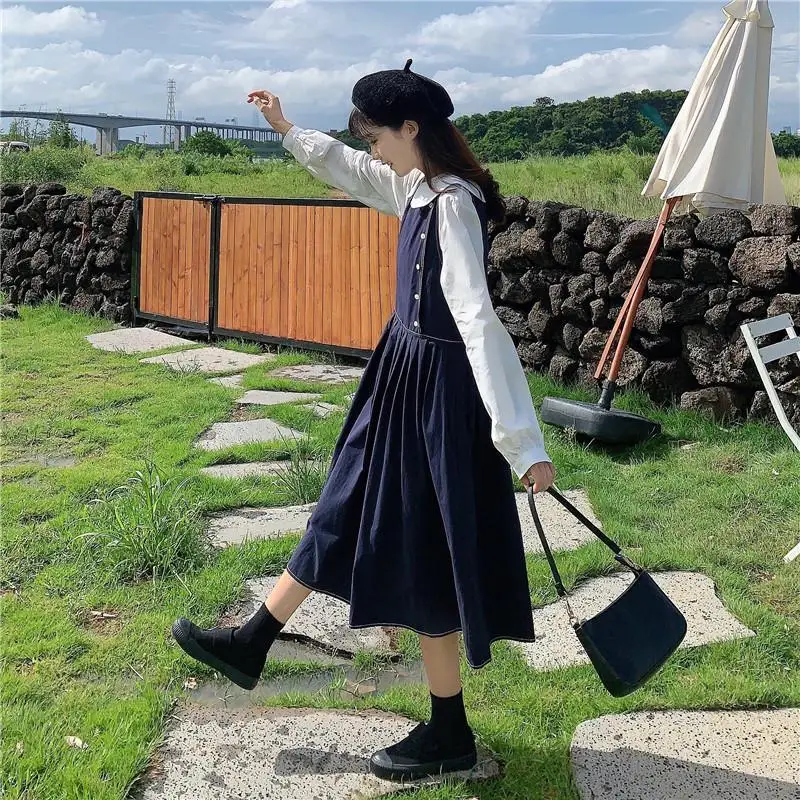 Платье женское длинное в японском стиле мягкое платье без рукавов готическом