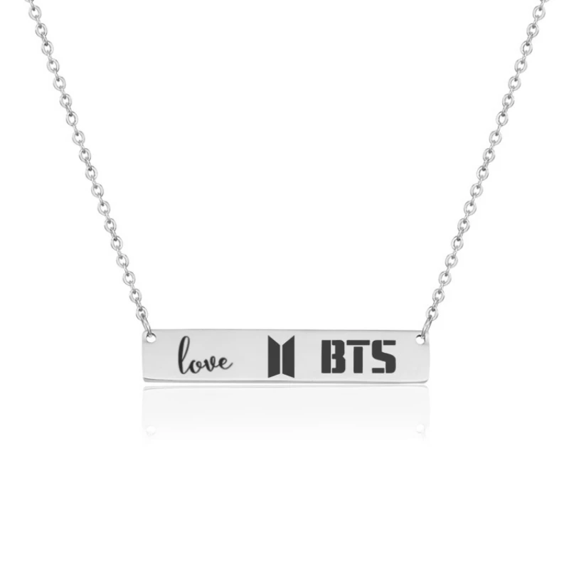 

Kpop Bangtan Boys Stainless Steel Necklace for Woman Trend 2021 JIMIN V J-HOPE JK RM Girl Necklace Fashion Jewelry Gift BTS-26