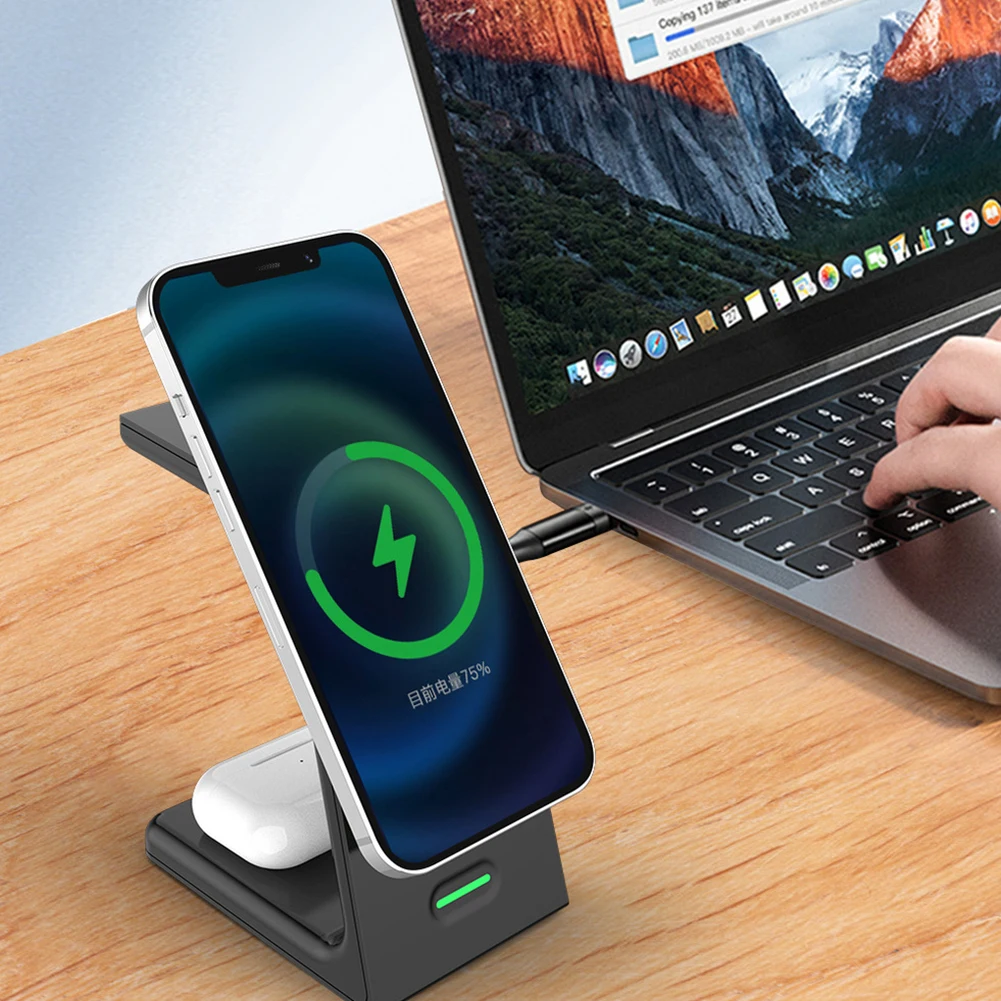 

Беспроводное зарядное устройство 3 в 1, беспроводная зарядная док-станция, Беспроводная зарядка с магнитной силой для iPhone