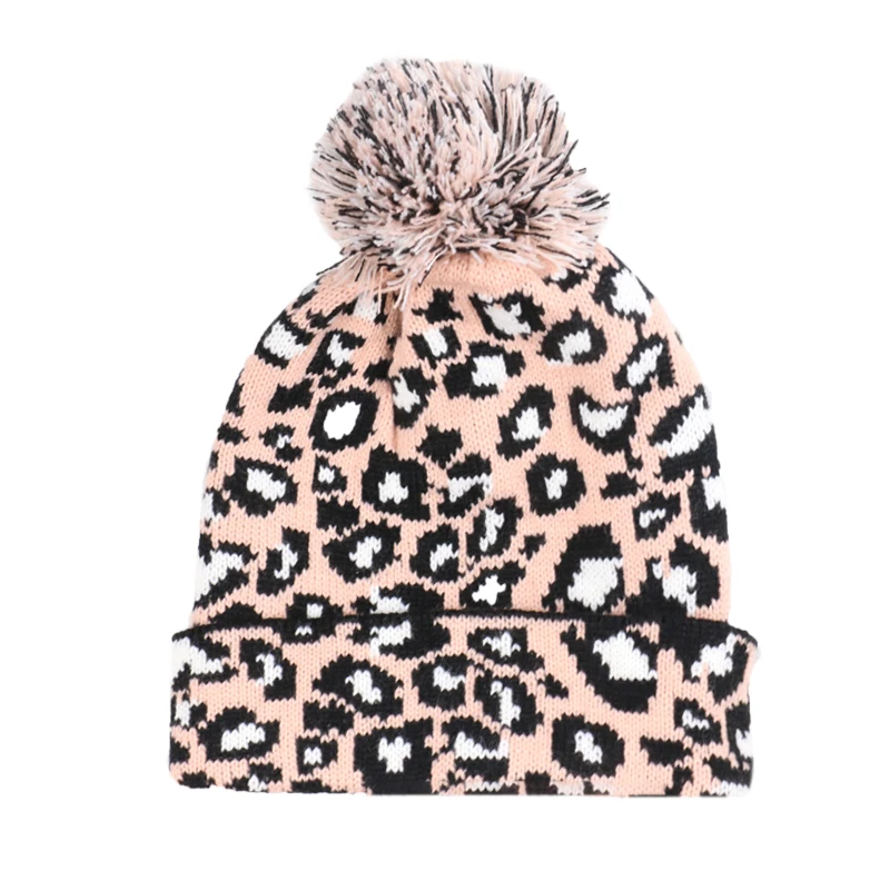 Зимние шапки Winfox для женщин вязаная шапка леопардовой расцветки Шапка-бини