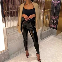 women sexy pu leather pants ladies high waist skinny pants female slim fit bodycon trousers pink black close fitti stretch pants