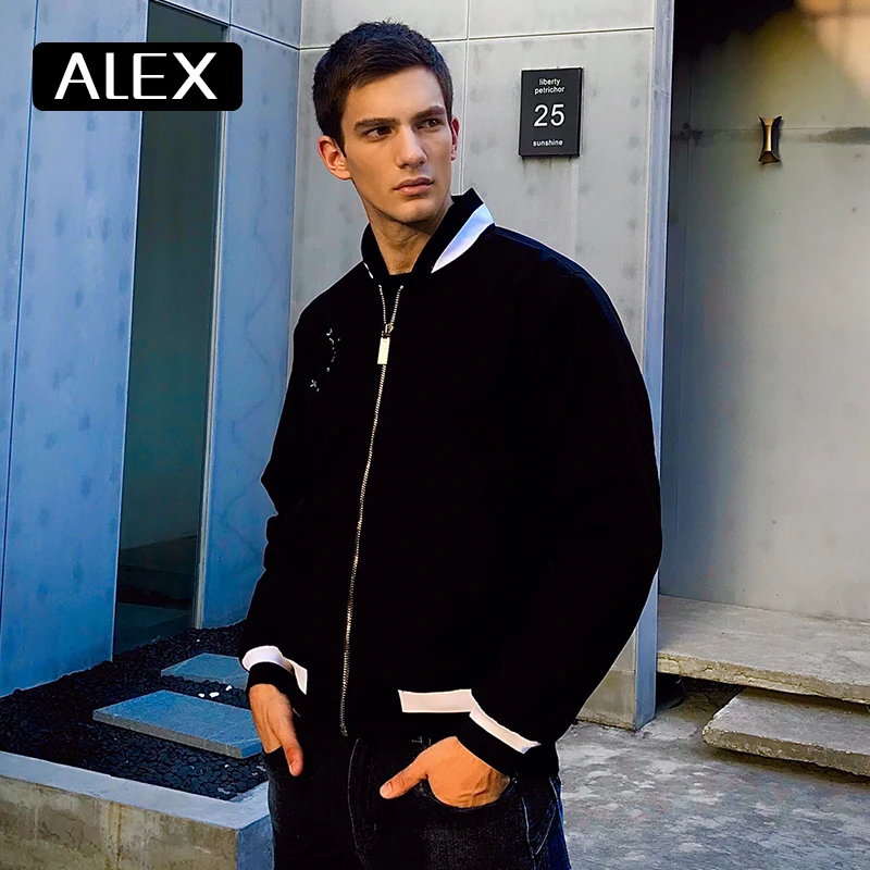 

Мужская куртка-бомбер с цветочной вышивкой, Повседневная теплая Базовая Классическая верхняя одежда для зимы, 2020