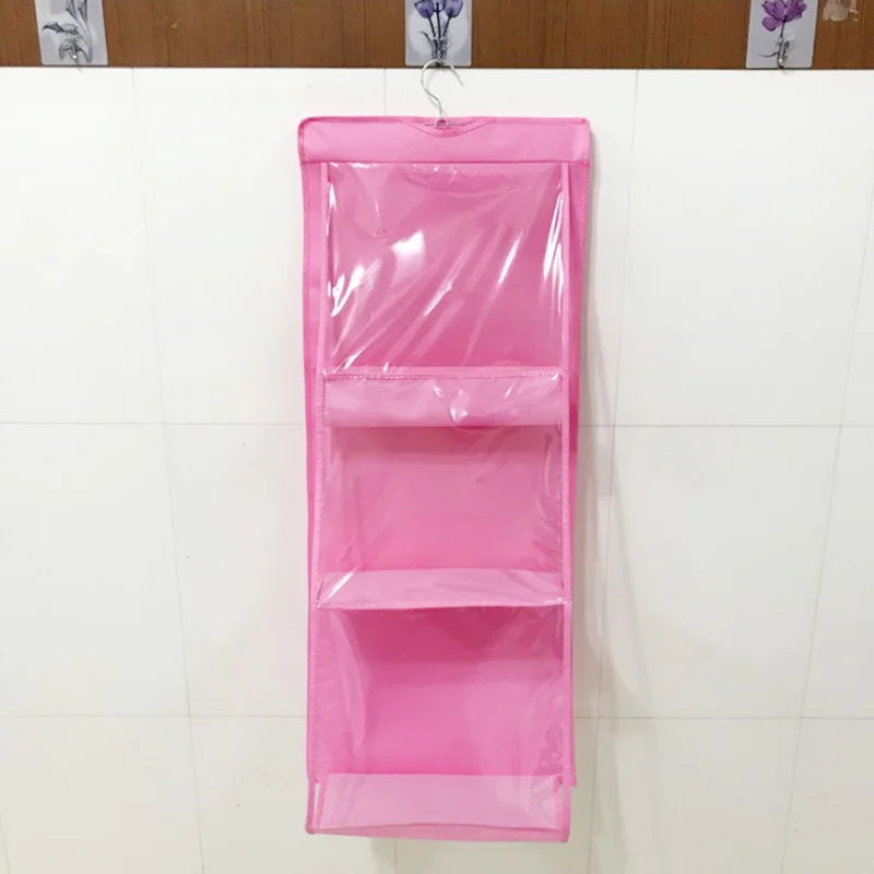 style 1 pink Двухсторонняя прозрачная Складная подвесная сумка с 6 карманами, органайзер для хранения одежды, шкаф для одежды, вешалка для хранения - Цвет: style 1 pink