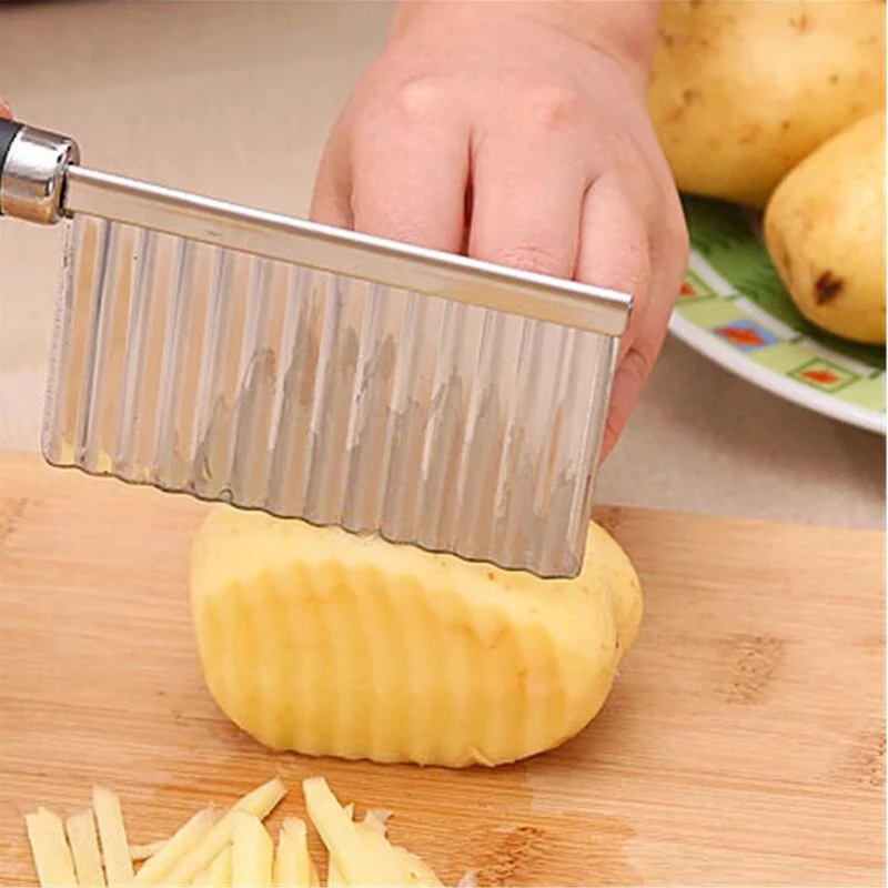 

Potato Crinkle Cutter Stainless Steel Wave Wide Cutting Tool French Fry Slicer Vegetable Salad Chopping Knife Tool Accessories45