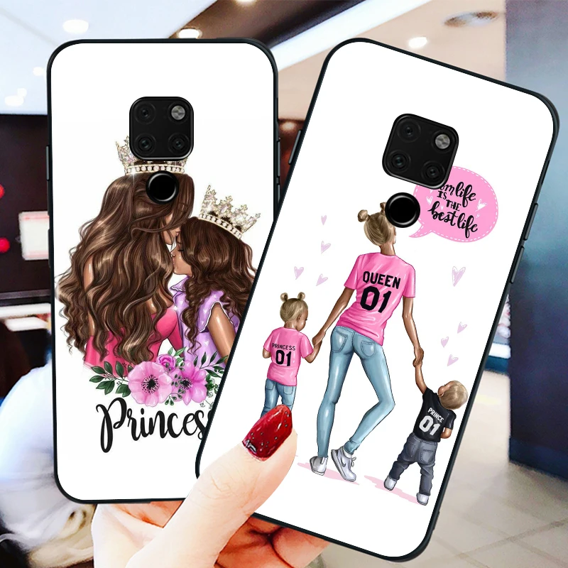 

Baby Mom Girl Queen for huawei Mate 10 20 30 40 Lite Pro X Lite RS Plus TPU Black Phone Case