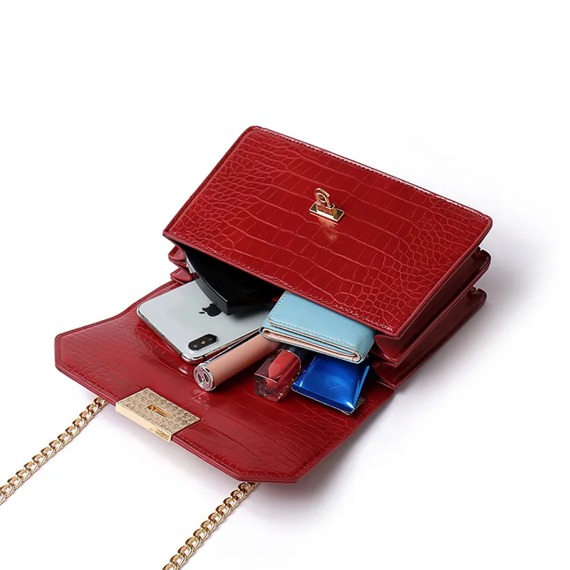 

Stone Pattern Small Square Bag for Women Hot Sale Flap Chain Bags Female New High Quality Pu Leather Shoulder Crossbody Bag Sac