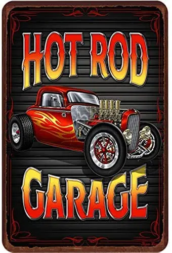 

Original Retro Design Devil Hot Rod Tin Metal Signs Wall Art | Thick Tinplate Print Poster Wall Decoration for Garage