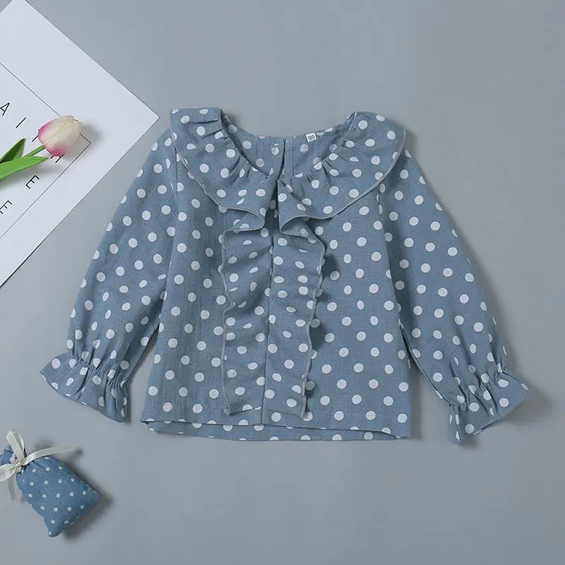 Весенние повседневные рубашки хлопковая футболка в горошек для маленьких