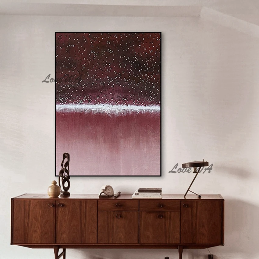 Dark Red Abstract Oil Painting With Dot Patterns New Arrival Home Decoration Wall Canvas Large Lliving Room Picture Unframe | Дом и сад