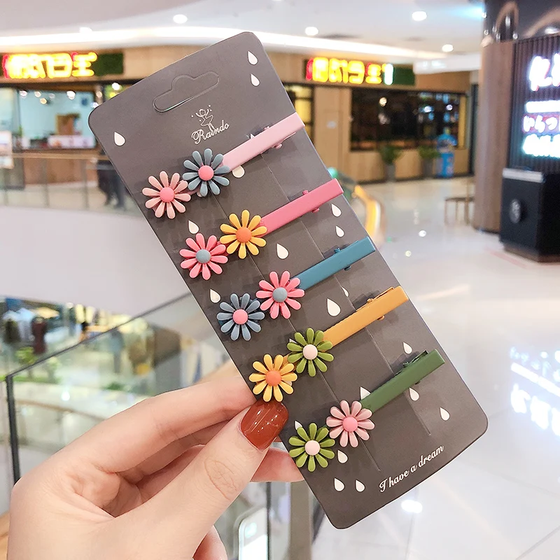

Cute Cartoon Flower Fruit Hairpins Acrylic Girls Children Barrettes Hair Clips Kids Fashion Hair Accessories 5Pcs/Set