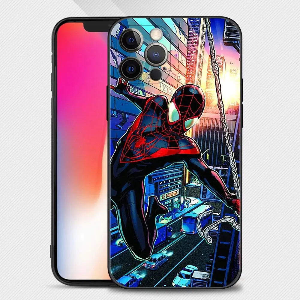Чехол для телефона iPhone 13 12 11 Pro Max Mini XS XR X 7 8 Plus 6S 2020 черный чехол оболочка Чехлы Marvel