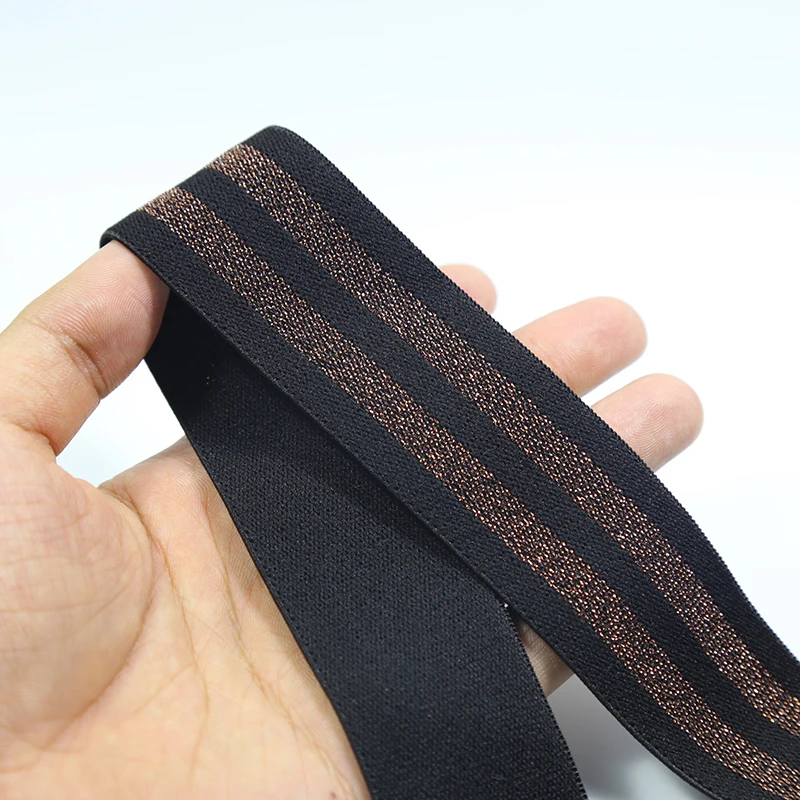 Благоприятная для кожи Золотая и серебряная эластичная ленточная ткань ремень