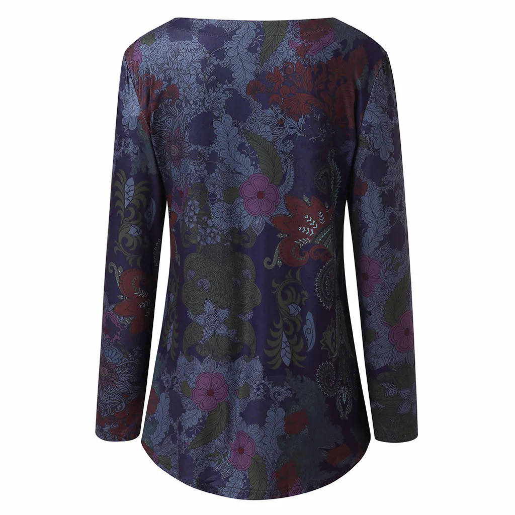 Женская шифоновая блузка с принтом KANCOOLD свободная длинным рукавом и v-образным