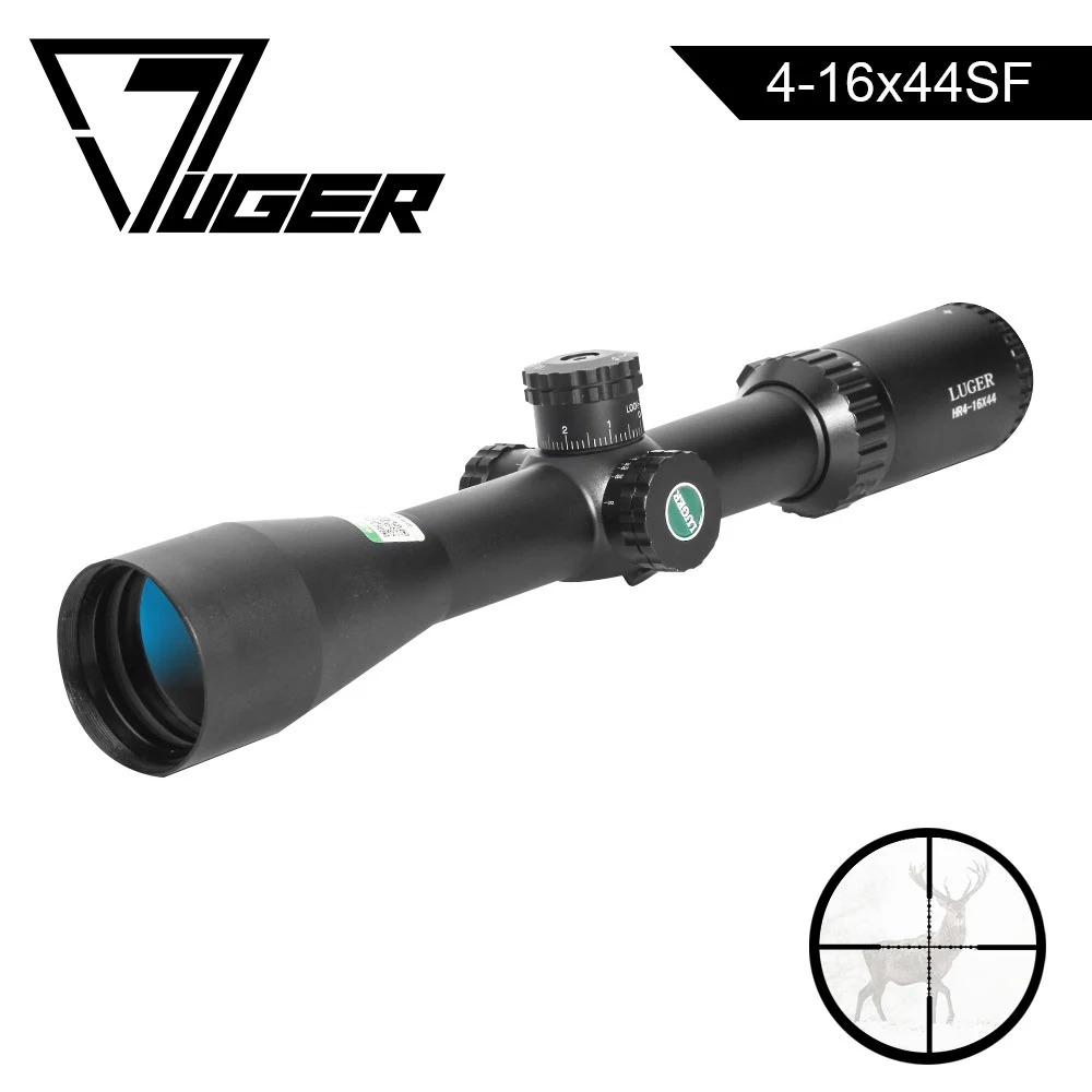 LUGER 4-16x44 SF Optical Sight Scope Side Parallax Tactical Riflescope Green Glass Cotaed Rifle Scope For Air Gun