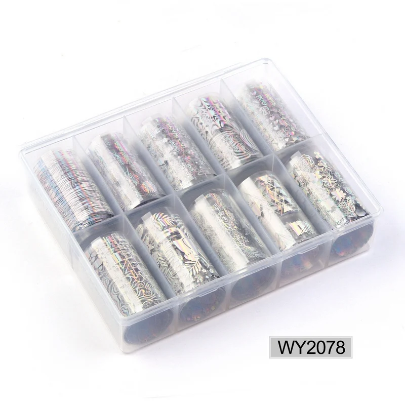 2078 Nail Foil 10 шт./компл. 4*100 см голографическое искусство ногтей Переводные Фольга наклейки бумага Звездное AB Цвет Фольга для ногтей наклейки для хобби ногтевой дизайн - Цвет: 2078 Nail Foil
