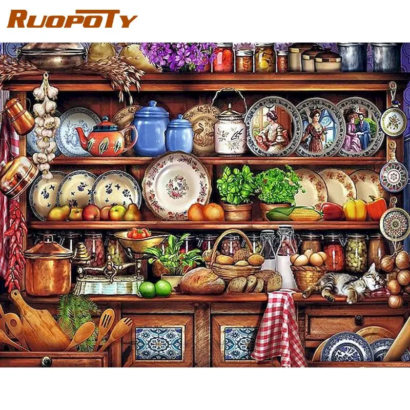 Краска по номерам RUOPOTY 60x75 см пейзаж сделай сам для кухни комнаты настенное