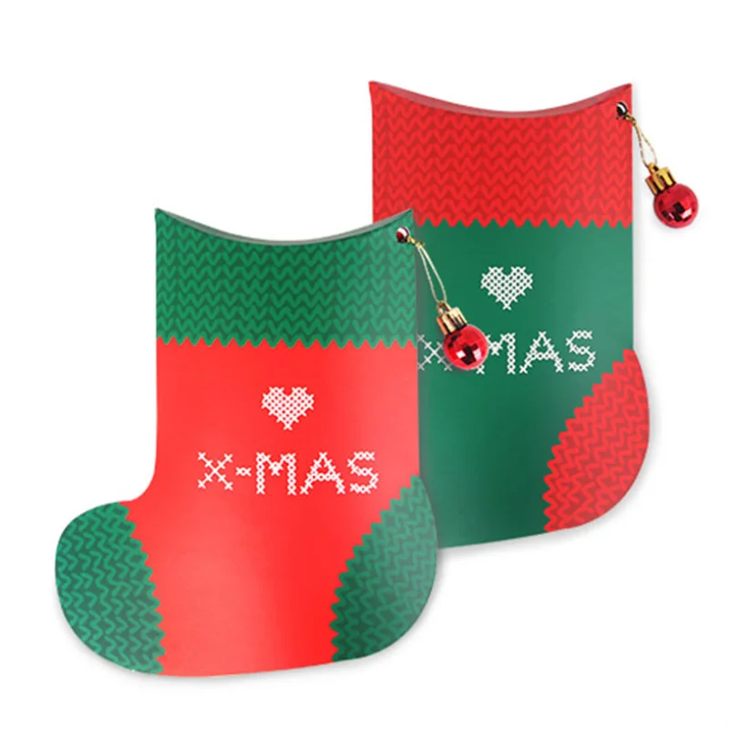 

10 Pieces Paper Christmas Socks Gift Packaging Box Cartoon Christmas Candy Cookie Biscuits Paper Bag Christmas Party Supplies