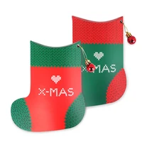 10 pieces paper christmas socks gift packaging box cartoon christmas candy cookie biscuits paper bag christmas party supplies