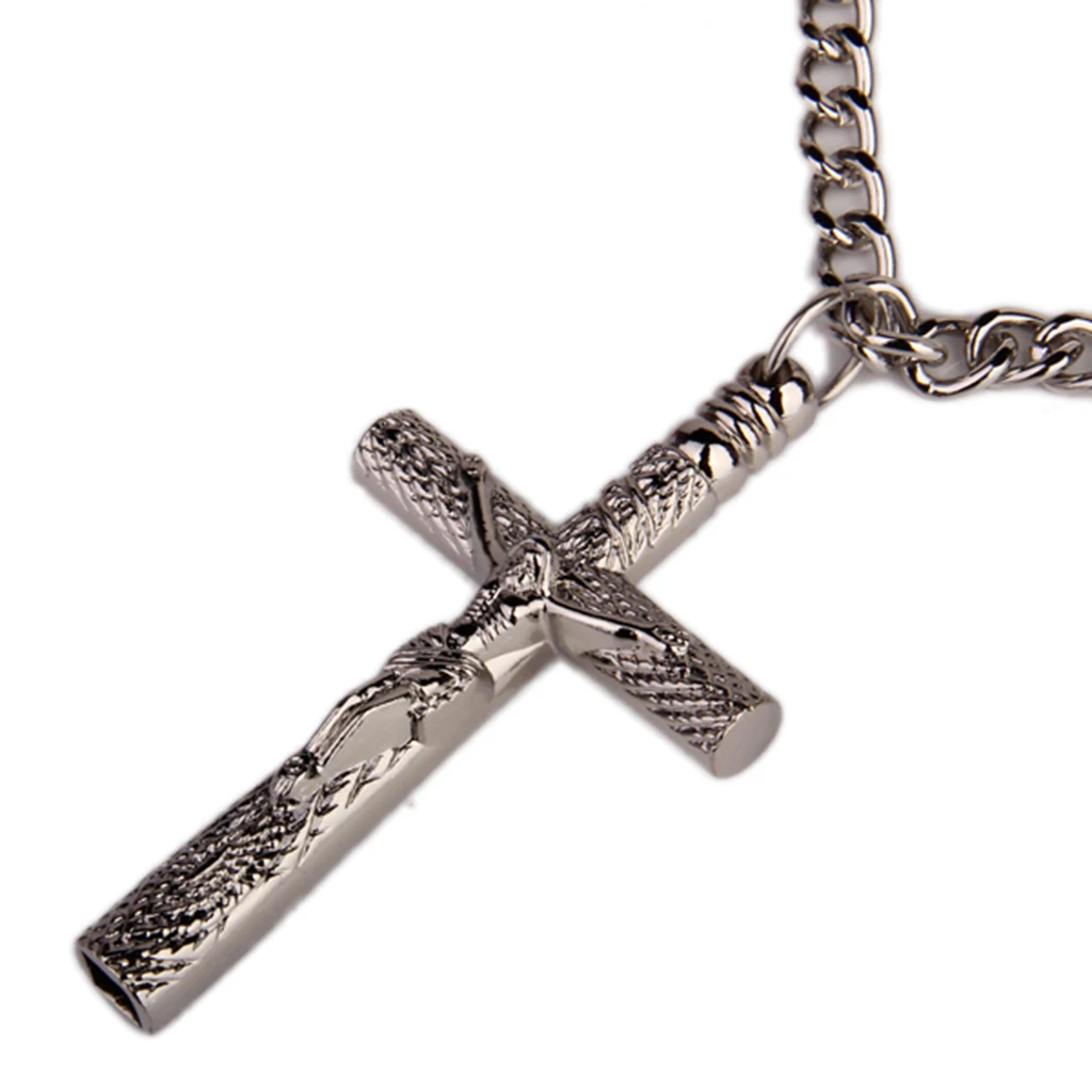 Хромовая сталь Pld Крест Христианский барабан ключ Иисус Распятие ожерелье