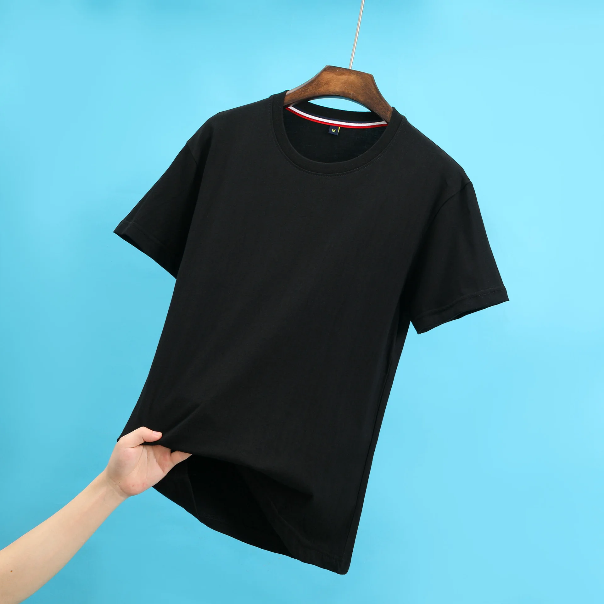 

Cotton advertising cultural shirt overalls printing logo color striped collar men and women t-shirt round neck short sleeves