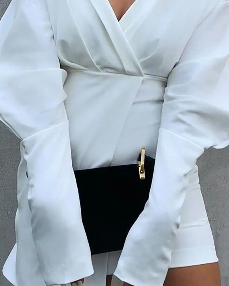 

Leg-of-Mutton Sleeve Irregular Hem Dress Ladies Long Sleeve Party Club Dresses