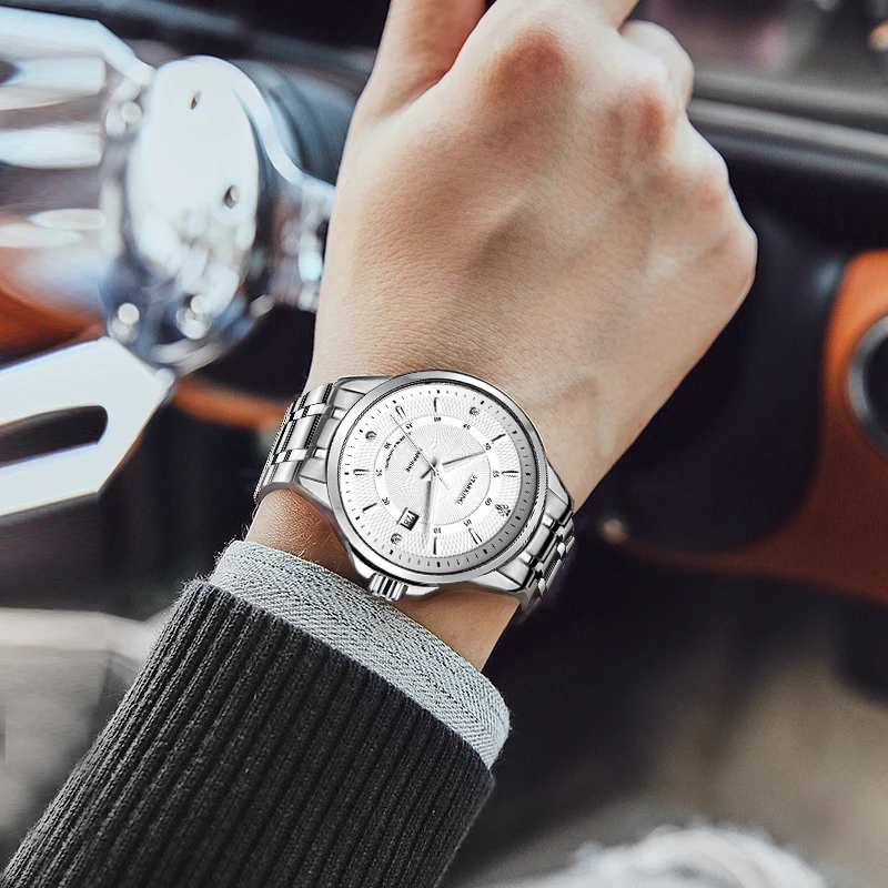 Часы мужские механические с автоподзаводом и календарем водонепроницаемые |