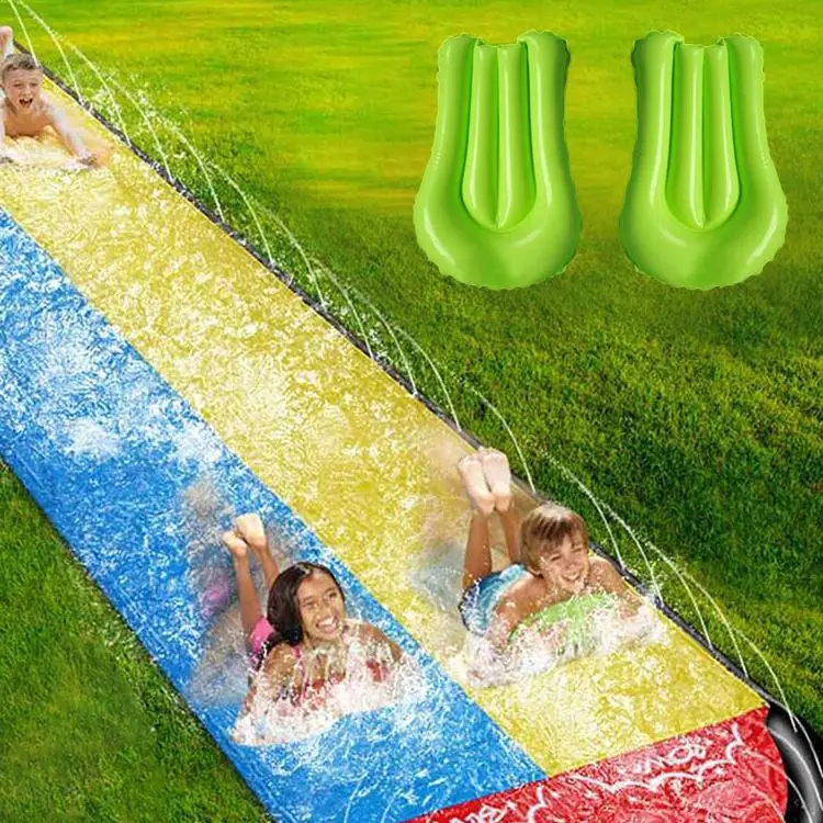 

kid lawn water slide double lane water splash slide summer backyard outdoor garden lawn water slide spray summer water games toy