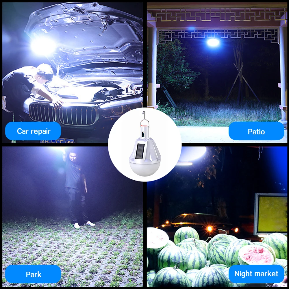

300W USB/Solar Charging Lamp Bulb Waterproof Solar Light Built-in Battery Solar Lamp Remote Control Night Lamp Camping Light