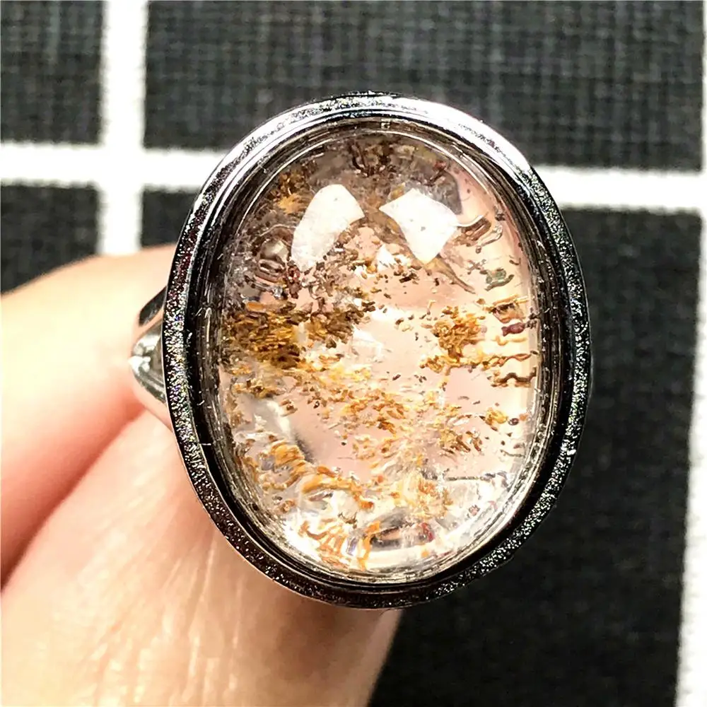 Кольцо женское/Мужское кварцевое с кристаллами 20 х16 мм | Кольца