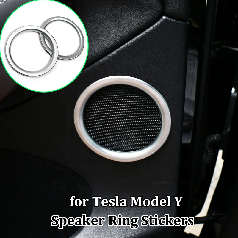 

2pcs Door Speaker Cover For Tesla Model Y Speakers Ring Trim Stickers ABS Interior Decoration Accessories Car Decor Modification