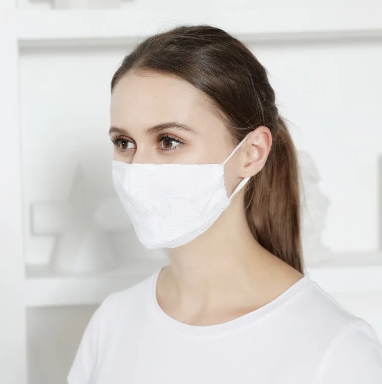 Летняя кружевная двухслойная дышащая тонкая женская Пылезащитная маска с