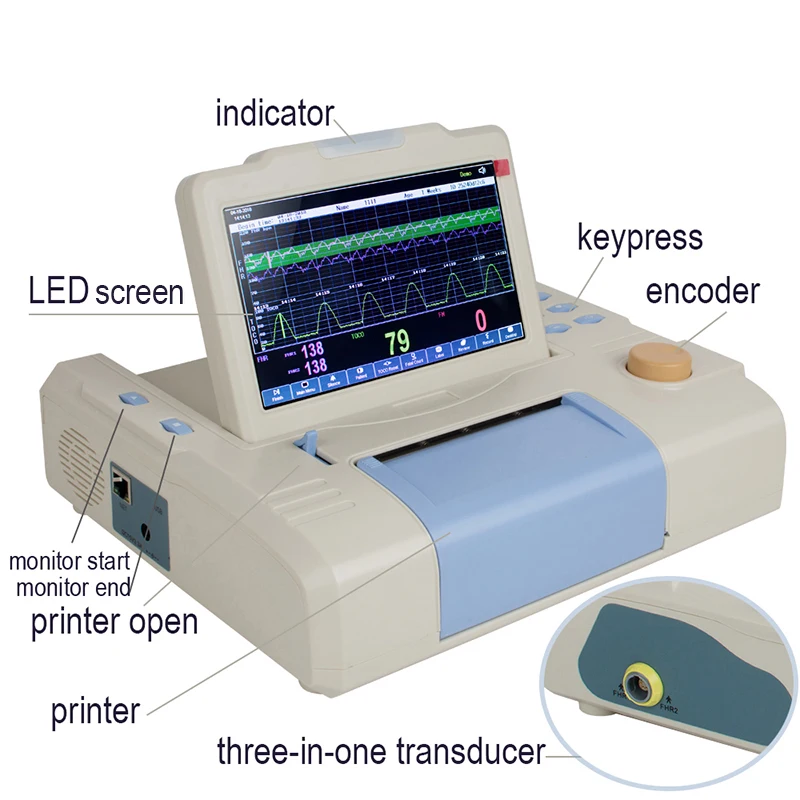 

6-inch LCD screen Fetal Monitor with 3 Paramenters Fetal Doppler Ultrasound Monitor Heart Rate Monitor
