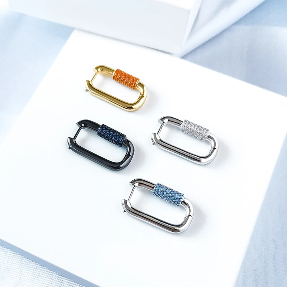 

Серьги-кольца женские из серебра 925 пробы с цветным Цирконом ААА