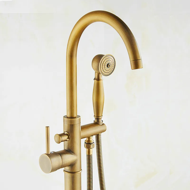 Смеситель для кухни медный античный напольный кран ванной с ручным распылением