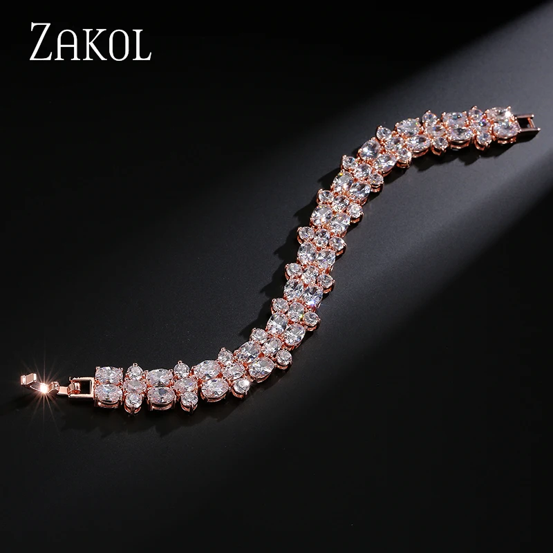 ZAKOL специально разработанный круглый овал куб цирконий браслет для элегантных