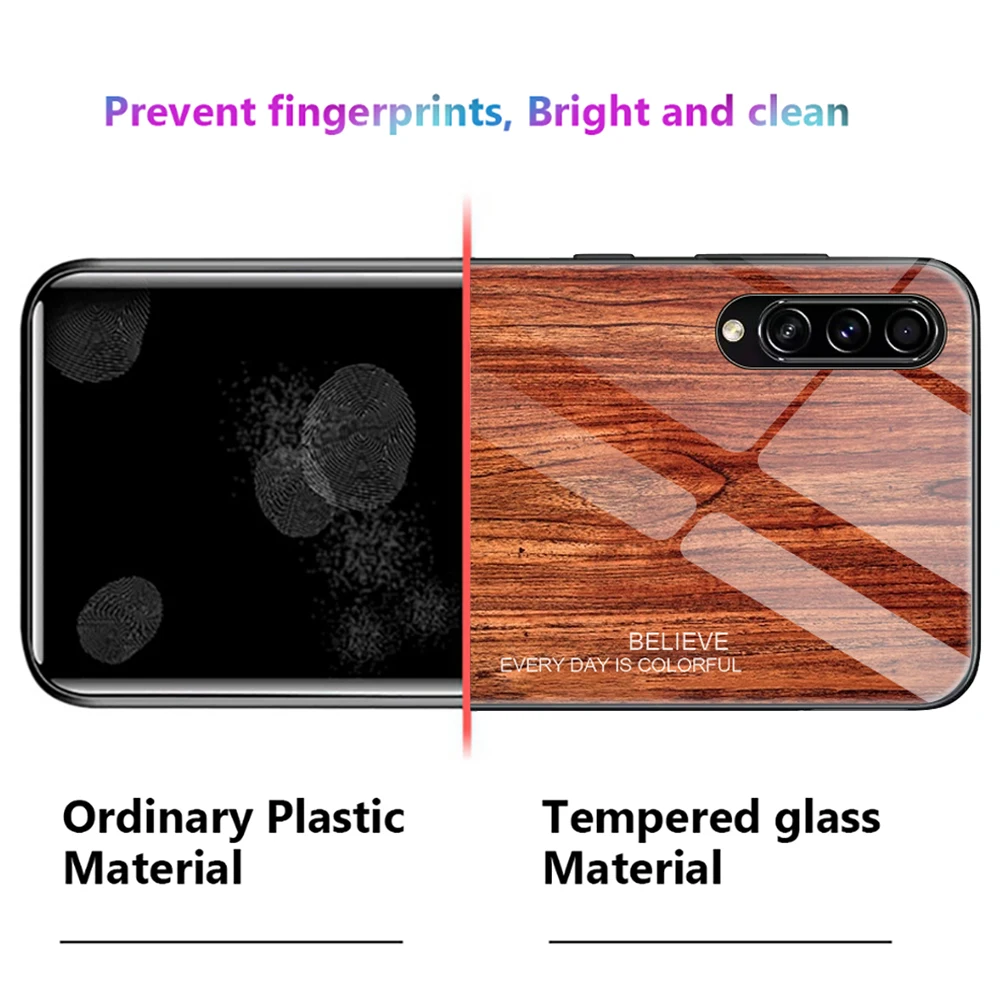 Чехол из закаленного стекла под дерево для samsung Galaxy A10 A20 A30 A30S A50 A50S роскошная