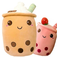 cute cartoon boba milk tea cup plush toy stuffed fruit strawberry plushie pearl babo milk tea hug pillow for kids birthday xmas
