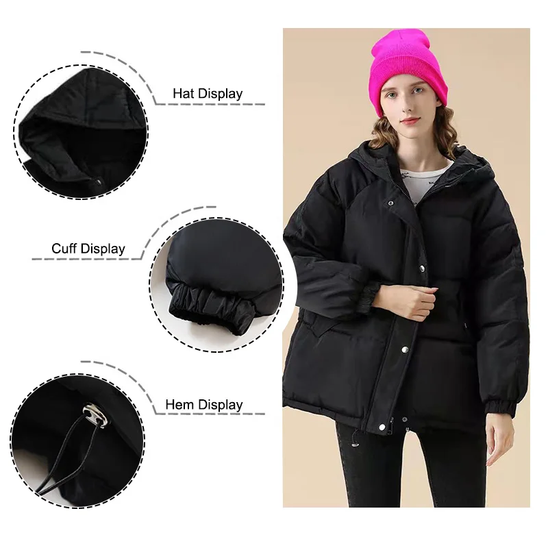 Anbenser Winter Coat Women Jacket Parkas Thick Autumn Black Oversized Purple Puffer Bubble Hooded Harajuku Outwear Loose