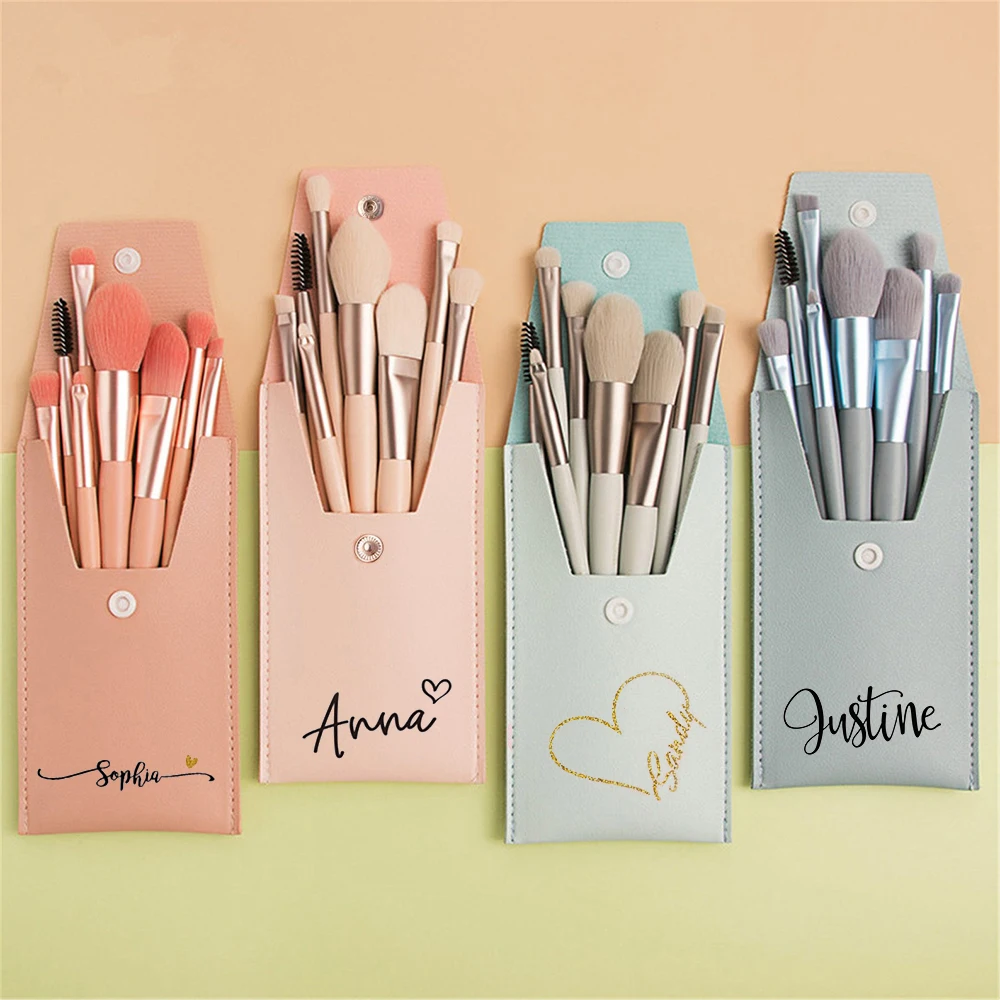 

8Pcs Personalized Travel Makeup Brushes Bag Bridesmaid Gift Wed Wedding Bridal Shower Favors Bachelorette Party Gift For Her
