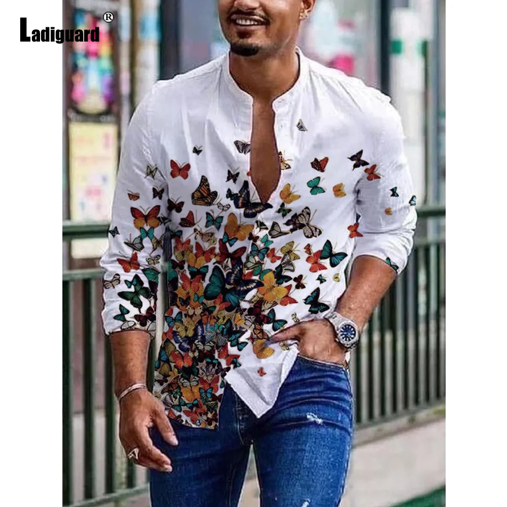 

Блузка мужская с длинным рукавом, с 3D-принтом, в винтажном стиле