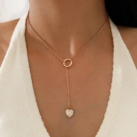 aprilwell shinny heart pendant necklace for women lady trendy gold color clavicle o chain 2021 jewelry accessories